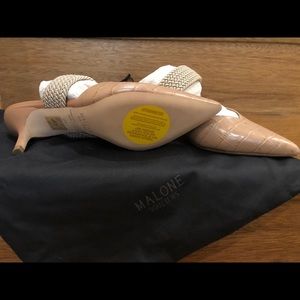 Malone Souliers Maisie 45 cord-trimmed croc-effect leather heels mules